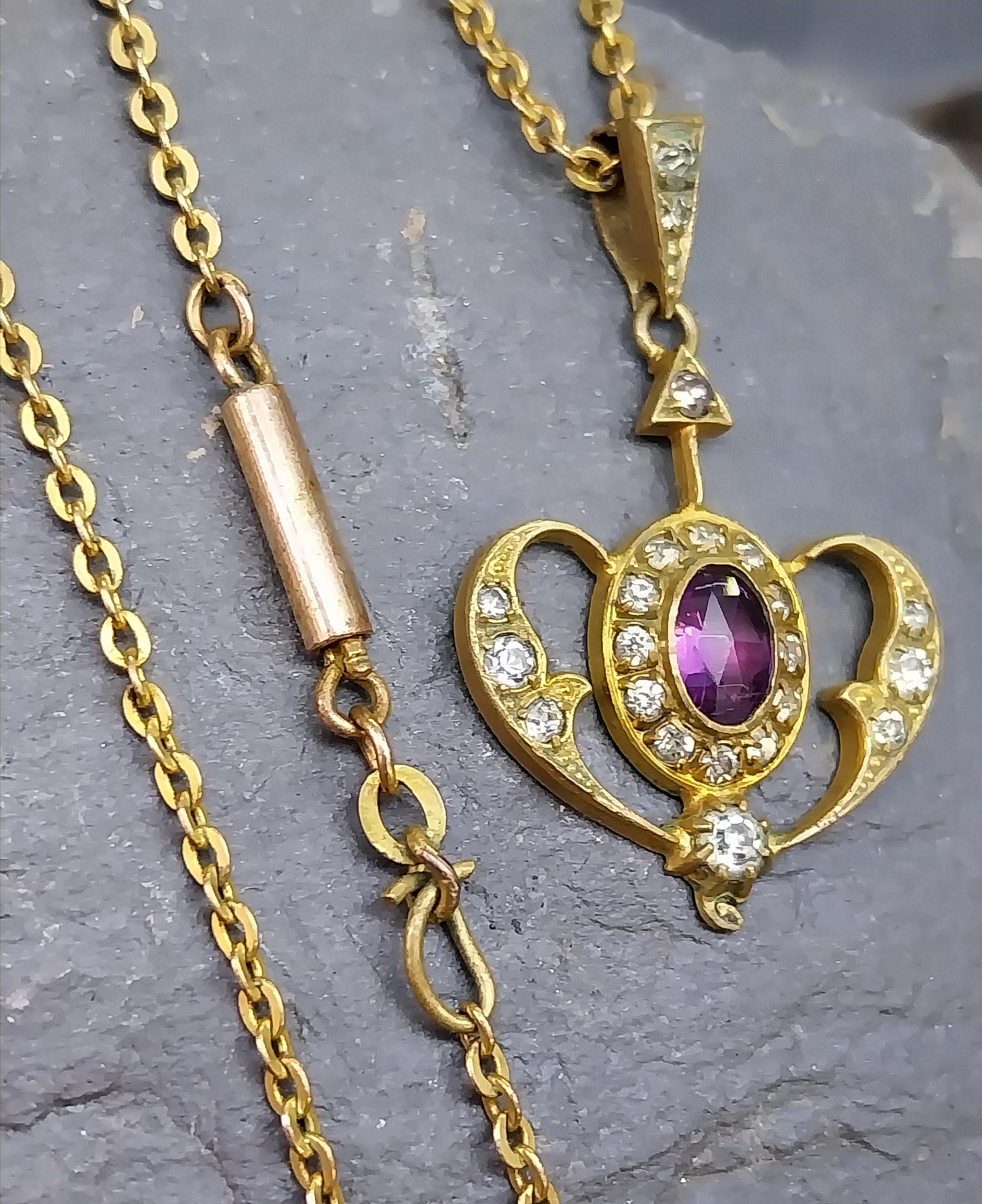 Antique Drop Pendant and Chain Necklace with Barrel Clasp - Rolled Gold - 18" - 6.5g