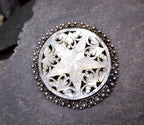 Large Vintage Sterling Silver and Mother of Pearl Christmas Star Brooch 17.2g
