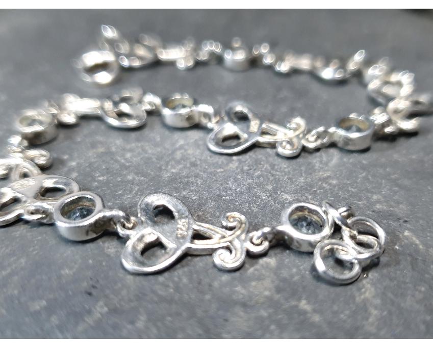 Sterling Silver Bracelet with Celtic Knot Links and Blue Stones -  7.7g
