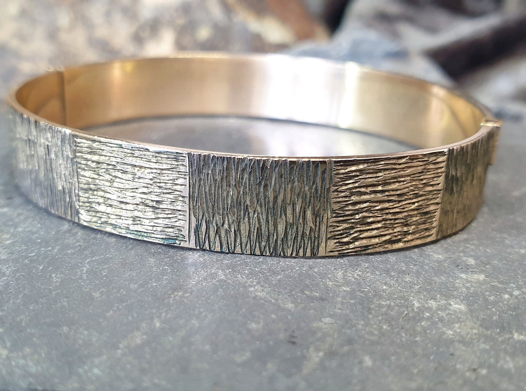 Vintage 9ct Rolled GOLD Wide BANGLE BRACELET - 50 Microns - 17.4g