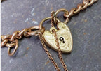 Georg Jensen 9ct Rose GOLD Bracelet & Engraved Heart Padlock Clasp c1966 - 19.4g