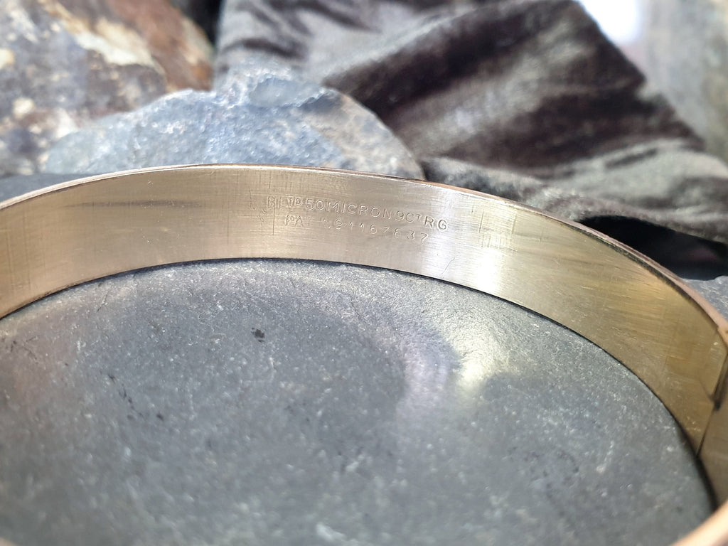 Vintage 9ct Rolled GOLD Wide BANGLE BRACELET - 50 Microns - 17.4g