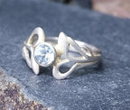 Vintage KIT HEATH RING Sterling Silver with Blue Topaz - Size uk L ( us 5.5) - 2.1g