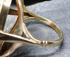 Huge Vintage 9ct Gold MOSS AGATE Ring - Dendritic - Size uk P (us 7.5) - 8.1g