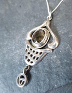 Vintage Sterling Silver Smoky quartz PENDANT NECKLACE - 20" - 6.3g