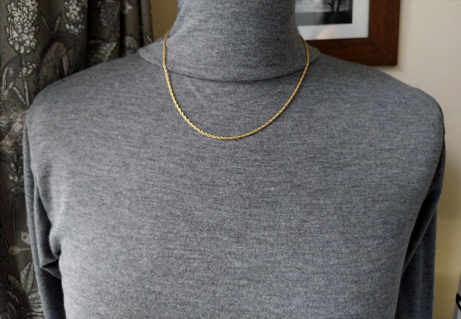 Vintage 9ct GOLD Prince of Wales Rope Chain Necklace, 18" - 3.6g