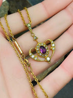 Antique Drop Pendant and Chain Necklace with Barrel Clasp - Rolled Gold - 18" - 6.5g
