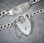 GEORG JENSEN Silver Identity Link Bracelet with Engraved Heart Clasp Padlock - 17.8g