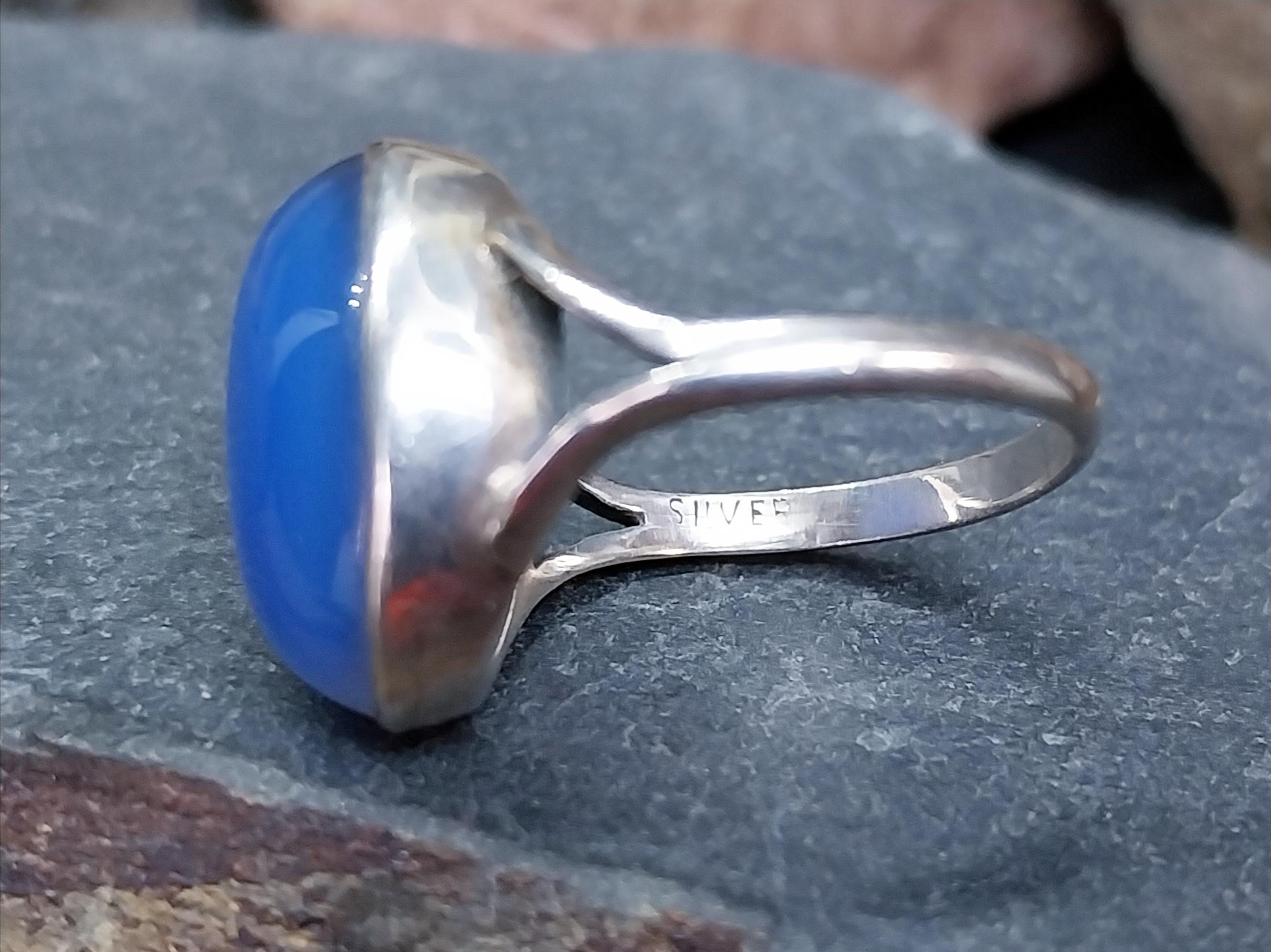 Vintage Sterling Silver Blue MOONSTONE RING - Ethereal - uk size N (6.5) - 3.6g