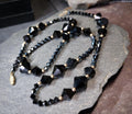 Vintage Jet Black Bead Necklace with 9ct gold spacers - 20" - 21.2g