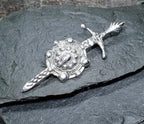 Vintage Silver KILT PIN Brooch - Sword with Shield - Sterling Silver - 7g