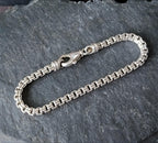 Vintage STERLING SILVER Bracelet Double Box Link 19cm - 19.4g