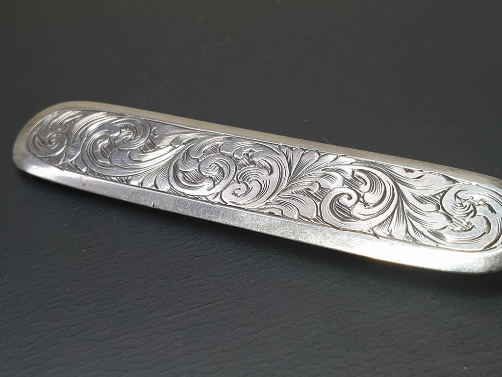 Antique Victorian Sterling Silver BROOCH - Etruscan Style - 11.2g