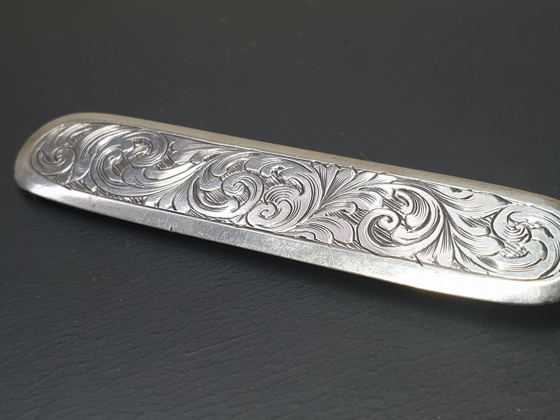 Antique Victorian Sterling Silver BROOCH - Etruscan Style - 11.2g