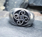 Vintage SILVER CELTIC SPIRAL Signet Ring - Size uk T ( usa 9.5) - 9.3g