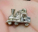 SILVER STEAM TRAIN Charm - Miniature Vintage model - 2.7g