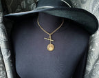 Antique Dog Clip Chain with Photo Locket Fob and T Bar - Pinchbeck 16"  - 25.9g