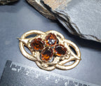 Large Antique VICTORIAN Lovers Knot BROOCH - Brandy Citrine Gemstones 16.7g