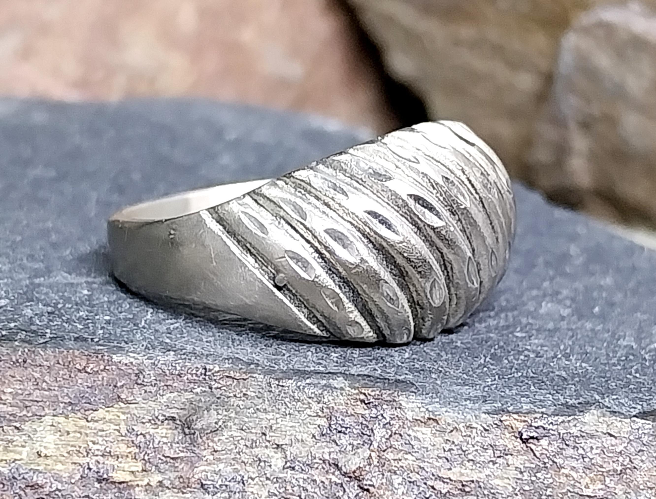 Vintage Sterling Silver Weave Dome RING - Size uk N 1/2 ( us 7) - 4.3g