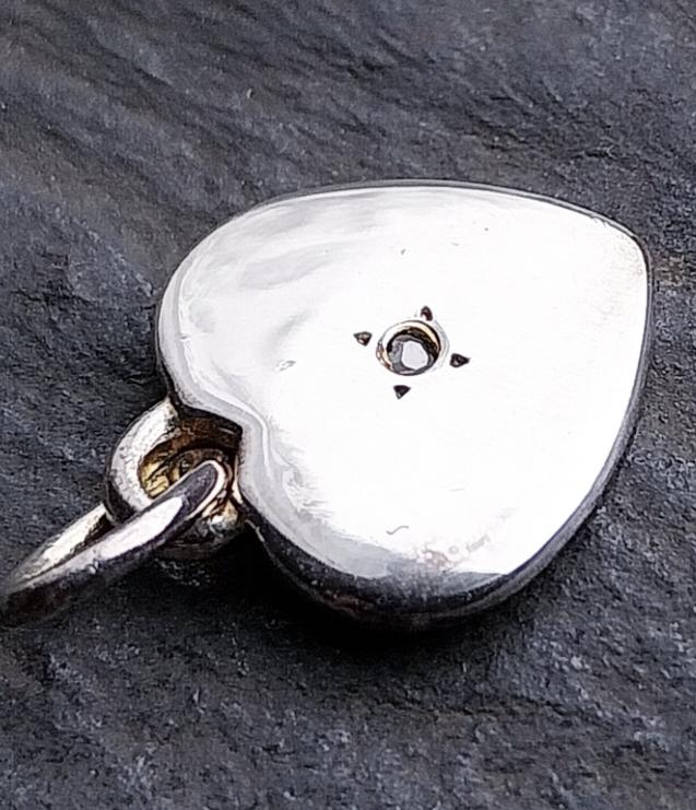 Vtg SILVER Diamond HEART Charm - NV - 1.9g