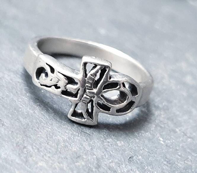 Silver ANKH RING -  Cross Symbol of Life - Size uk N ( us 6.5) - 3.3g