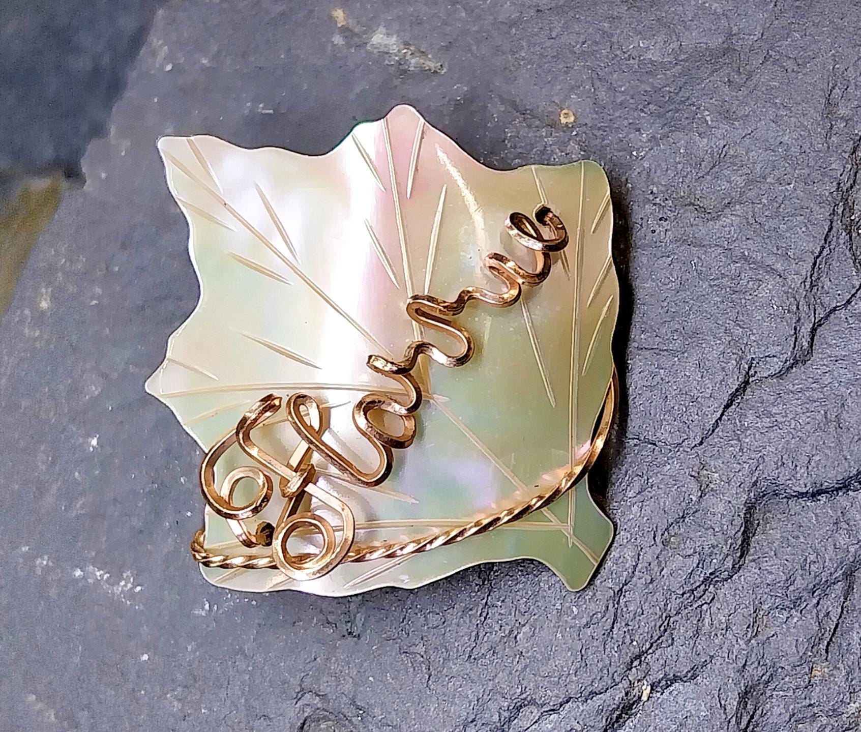 Antique Name BROOCH - Mother of Pearl with Florence