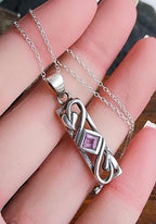 Vintage Sterling PENDANT NECKLACE with Amethyst on 18" - 4.7g