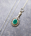 Sterling Silver Green Gemstone Necklace Pendant Drop - on 18" chain - 3.9g