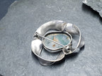 Vintage Modernist Moss Agate Silver Brooch - Sterling Silver - 9.2g
