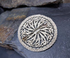 Antique Silver FILIGREE STAR Brooch - Sterling Pin - 7.8g