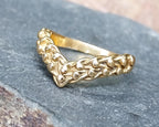Vintage 9ct GOLD WISHBONE KEEPERS Ring - uk size N (us 6.5) - 1.9g