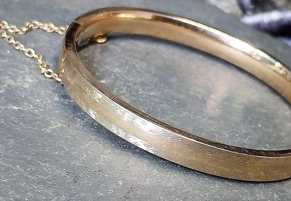 Vintage  Art Deco 12ct GOLD Plated BANGLE - BRACELET - 10.5g