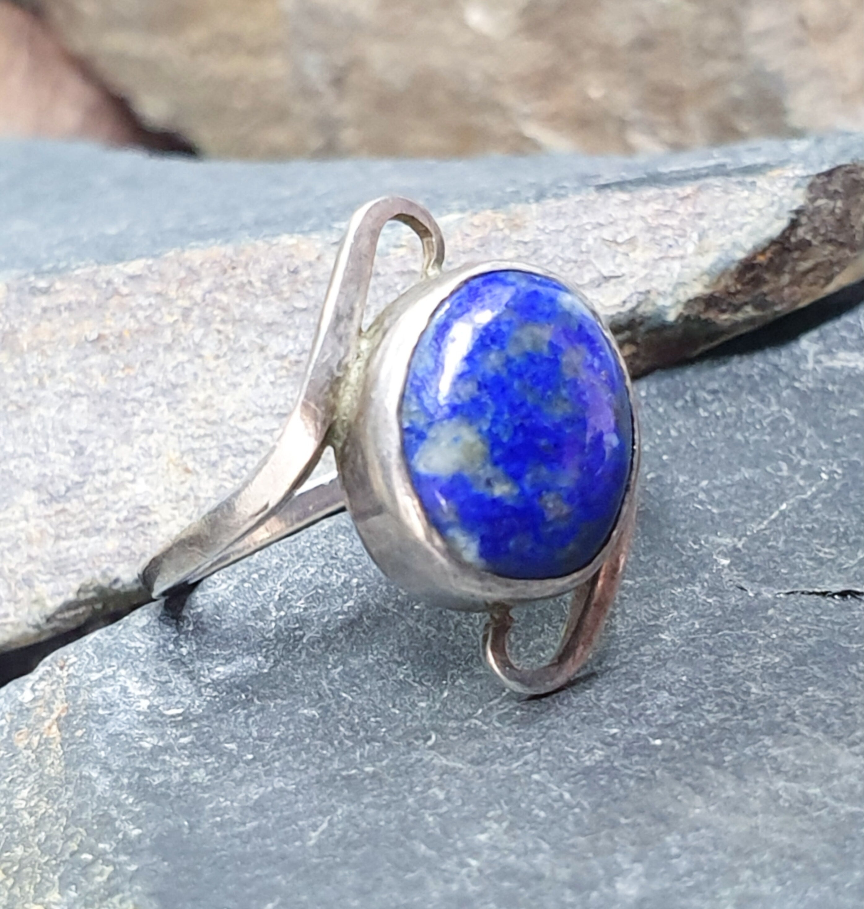 Vintage Lapis Lazuli Sterling Silver Ring - uk size M (6) - 3.2g
