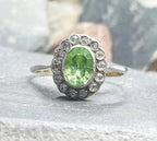 Vintage 9ct Gold Tourmaline Paste Stone Ring - Art Deco - Size uk V (us 10.5) - 2.8g