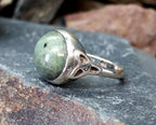 VINTAGE St Silver RING - with Connemara Marble - Size Q (8) - 5g