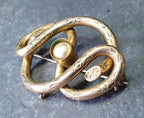 Antique 9ct Rolled Gold Infinity Lovers Knot with Pearl  - 6.6g