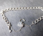 Vintage SILVER LINK BRACELET with Lock and Key - 16cm - 8.8g