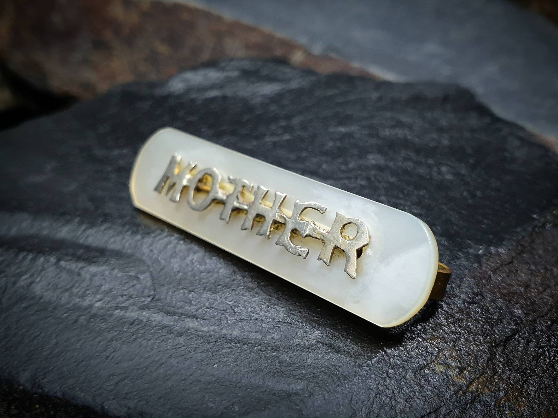 MOP MOTHER BROOCH - Antique Mother of Pearl with Silver