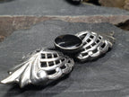 Vintage SILVER & ONYX BROOCH - Winged Design - 9.9g