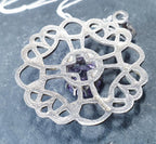 Vintage ORTAK Amethyst Pendant Necklace - Malcolm Grey on 20" silver chain - 8.2g