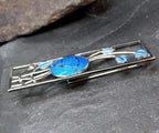 Vintage Blue Rose Brooch - Mackintosh Rose Enamelled by Sea Gems - 5g