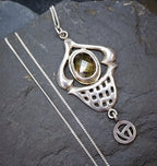 Vintage Sterling Silver Smoky quartz PENDANT NECKLACE - 20" - 6.3g