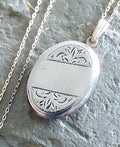 Vintage STERLING SILVER Oval Locket Necklace - on 18" Chain - 5.5g