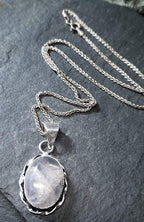 Sterling Silver White Quartz Necklace  on 16" Chain - 6.9g
