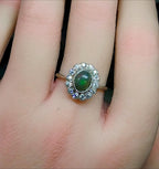 Vintage 9ct Gold & Silver Fire Opal and Paste Stones Ring - Art Deco - Size uk O (us 7) - 2.3g