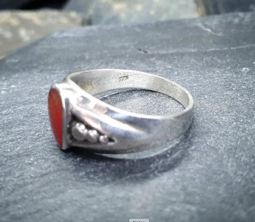 Vintage CARNELIAN STERLING SILVER Ring - uk size P 1/2 (us 8) - 4.4g