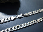 Chunky STERLING SILVER Flat Curb Link Chain Necklace - 20" Long - 32.8g