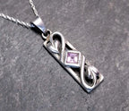 Vintage Sterling PENDANT NECKLACE with Amethyst on 18" - 4.7g