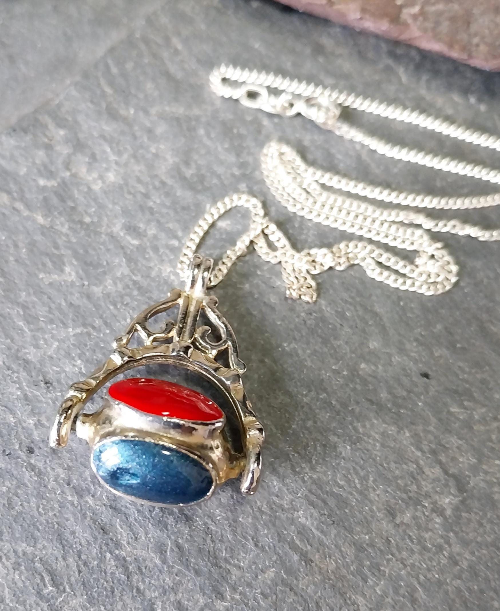 Vintage 4 way Spinner Pendant on Sterling Silver 16" Chain - 24.8g