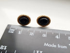 Vintage 9ct Gold Onyx Stud EARRINGS - butterfly backs